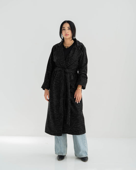 Velvet leather Long Coat