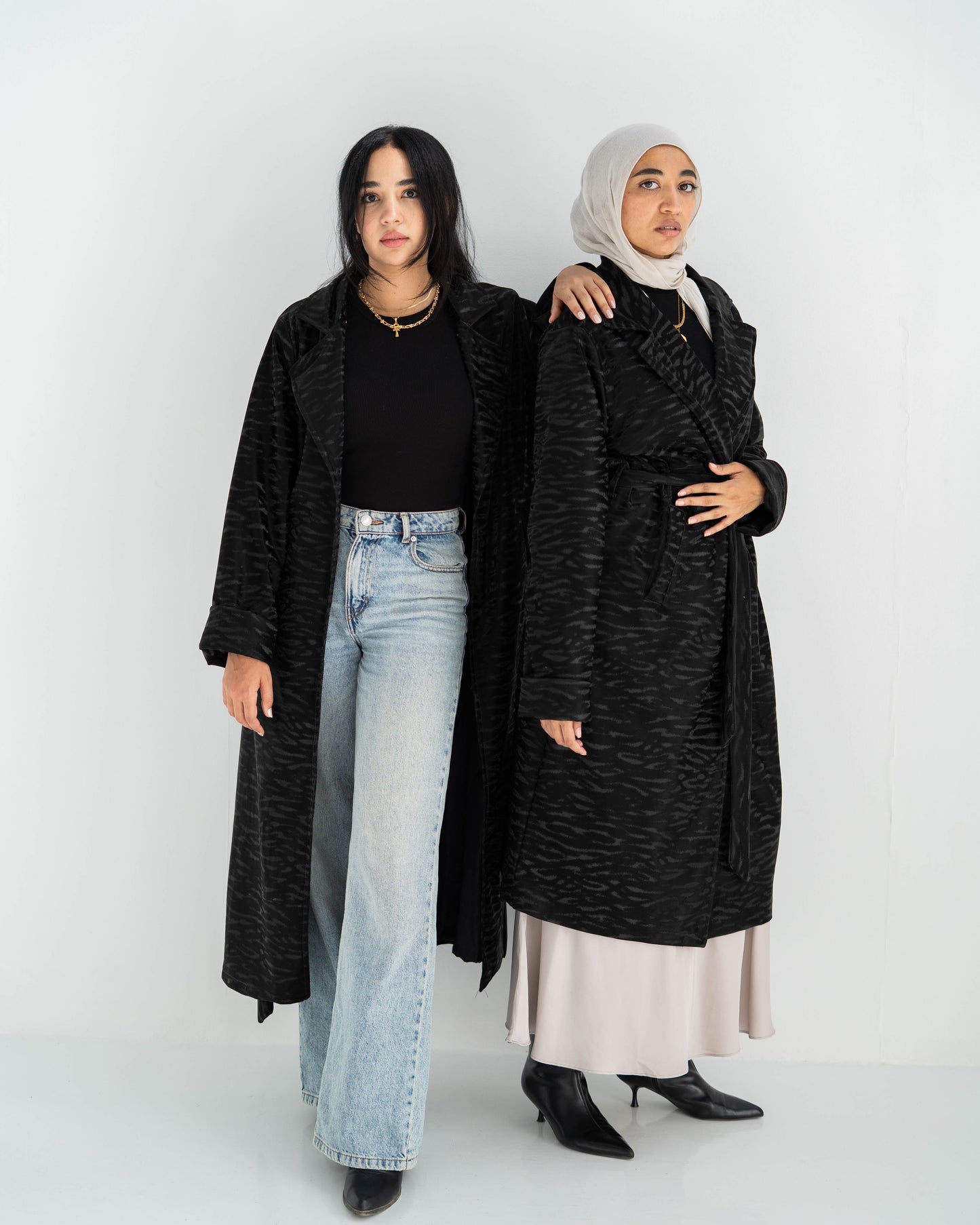 Velvet leather Long Coat