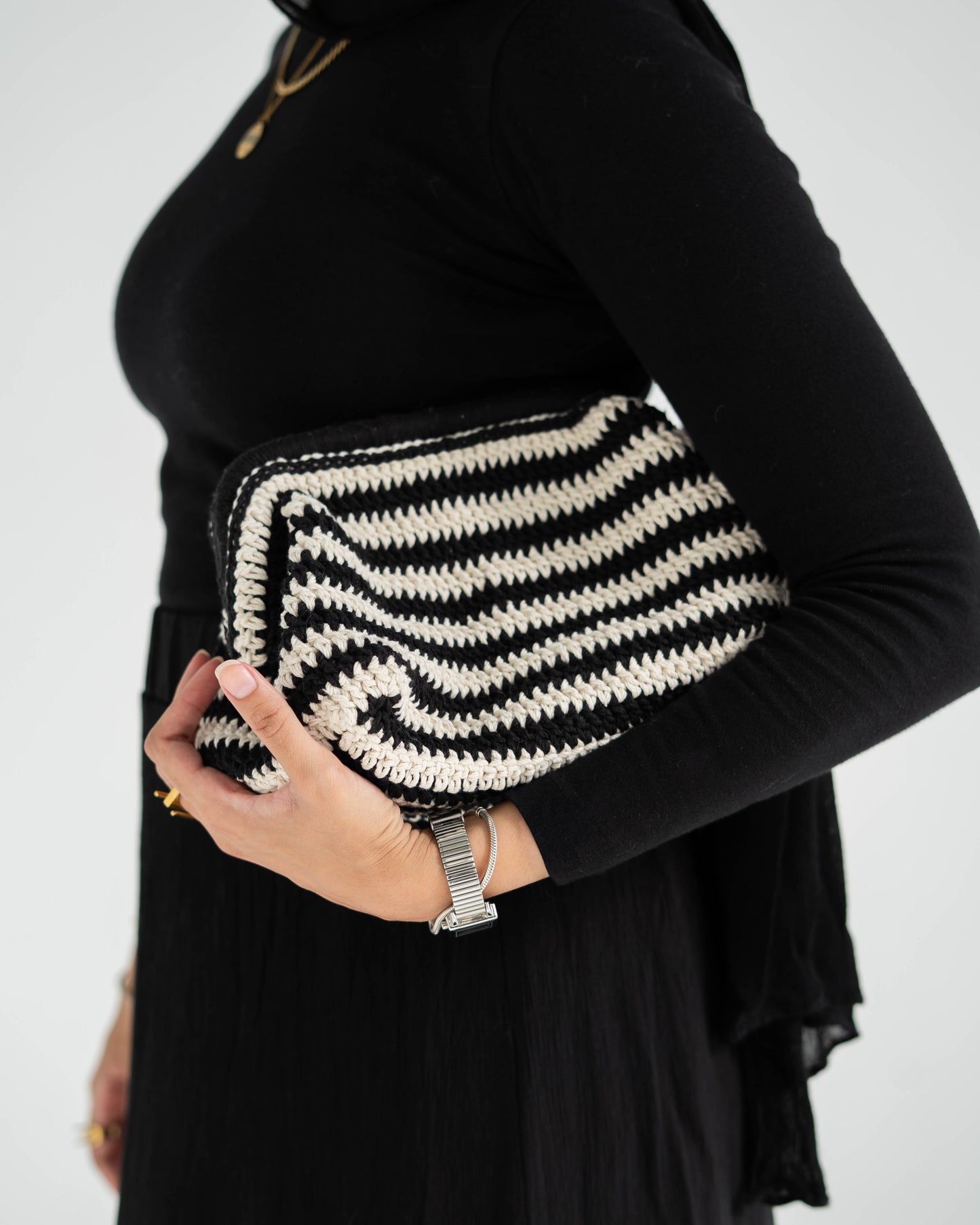 Black & white Crochet Clutch