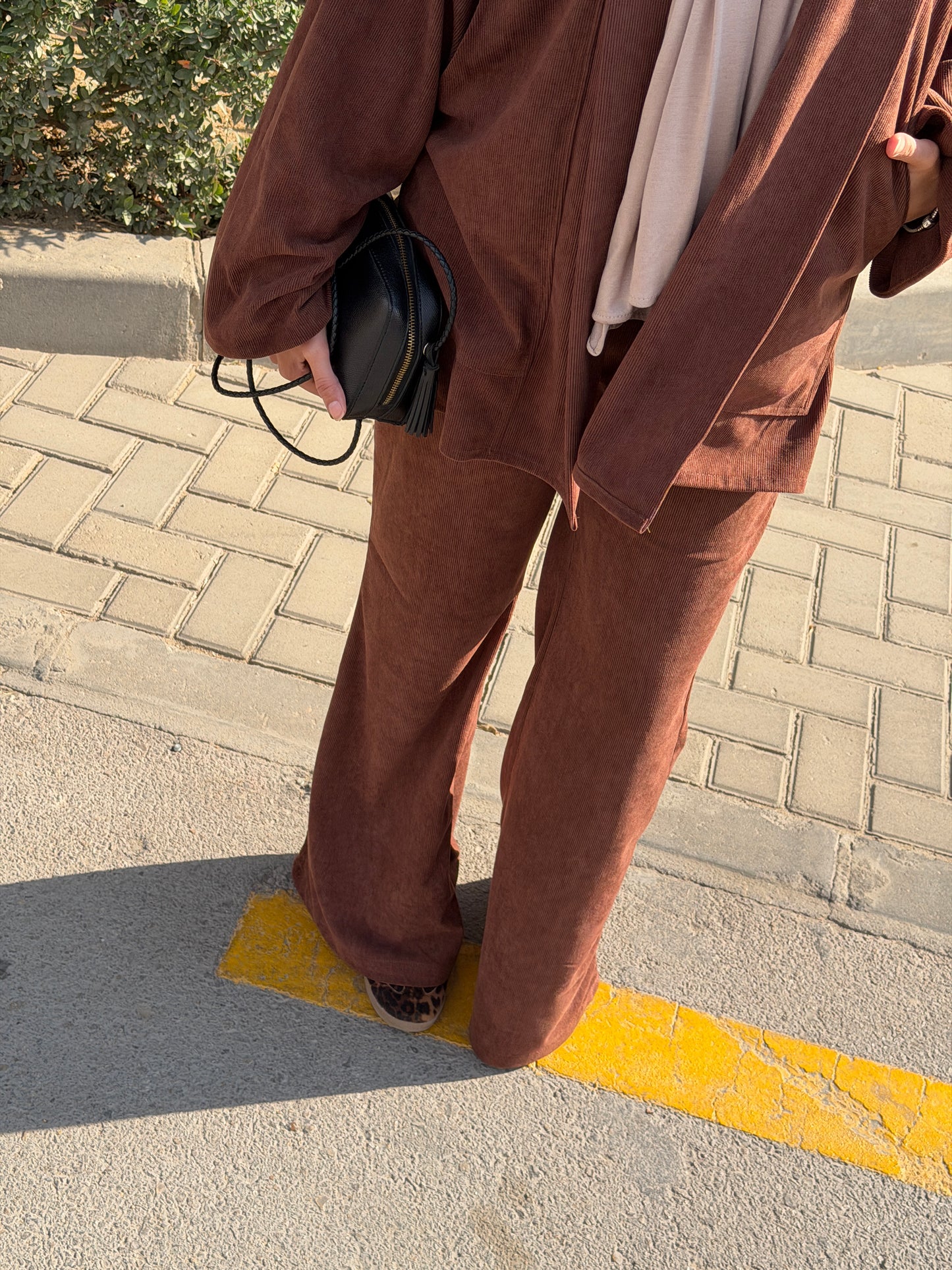 Brown velvet two-piece set