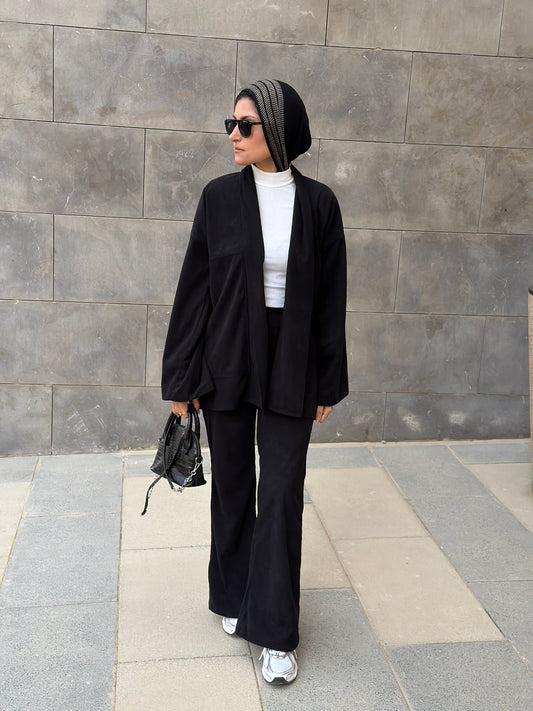 Black velvet two-piece set