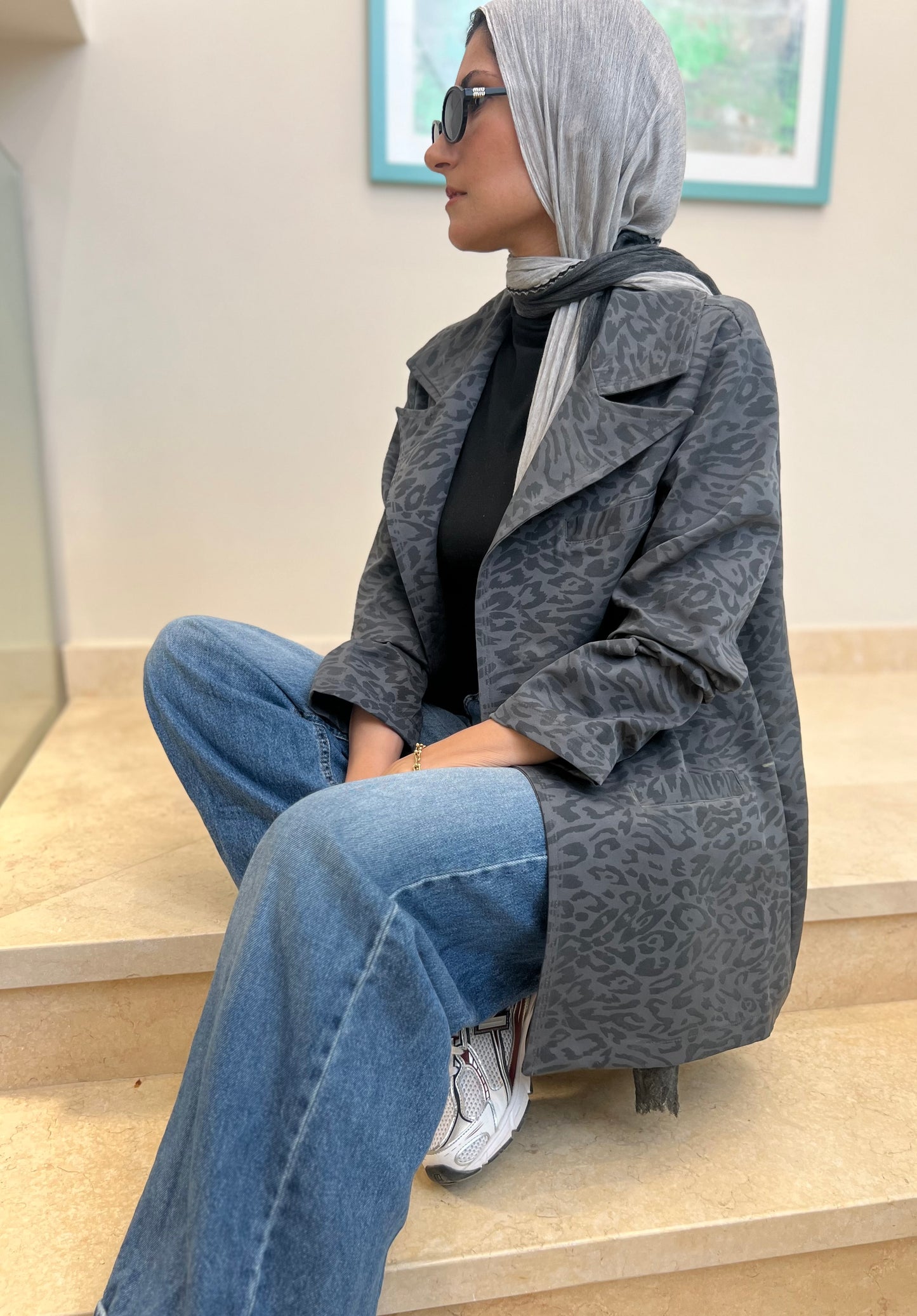 Charcoal grey oversized smooth structured blazer