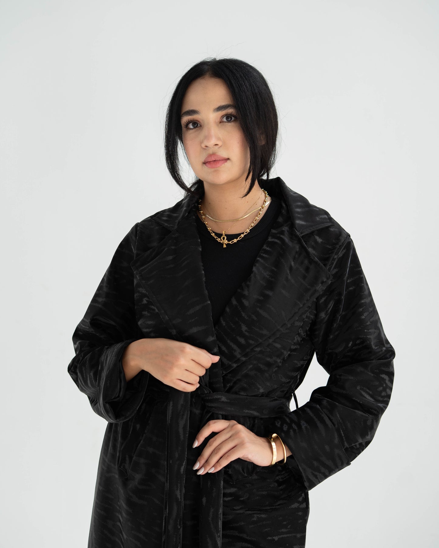 Velvet leather Long Coat