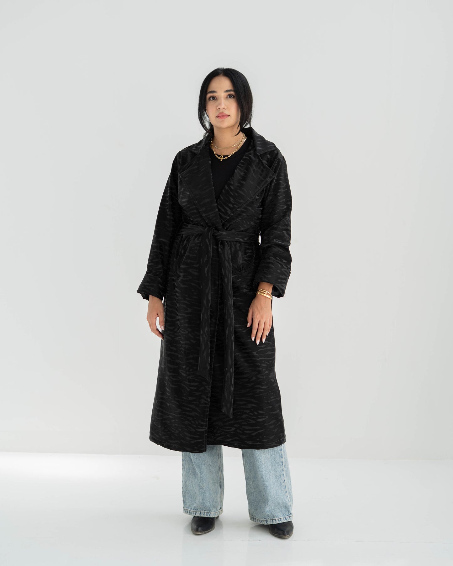 Velvet leather Long Coat
