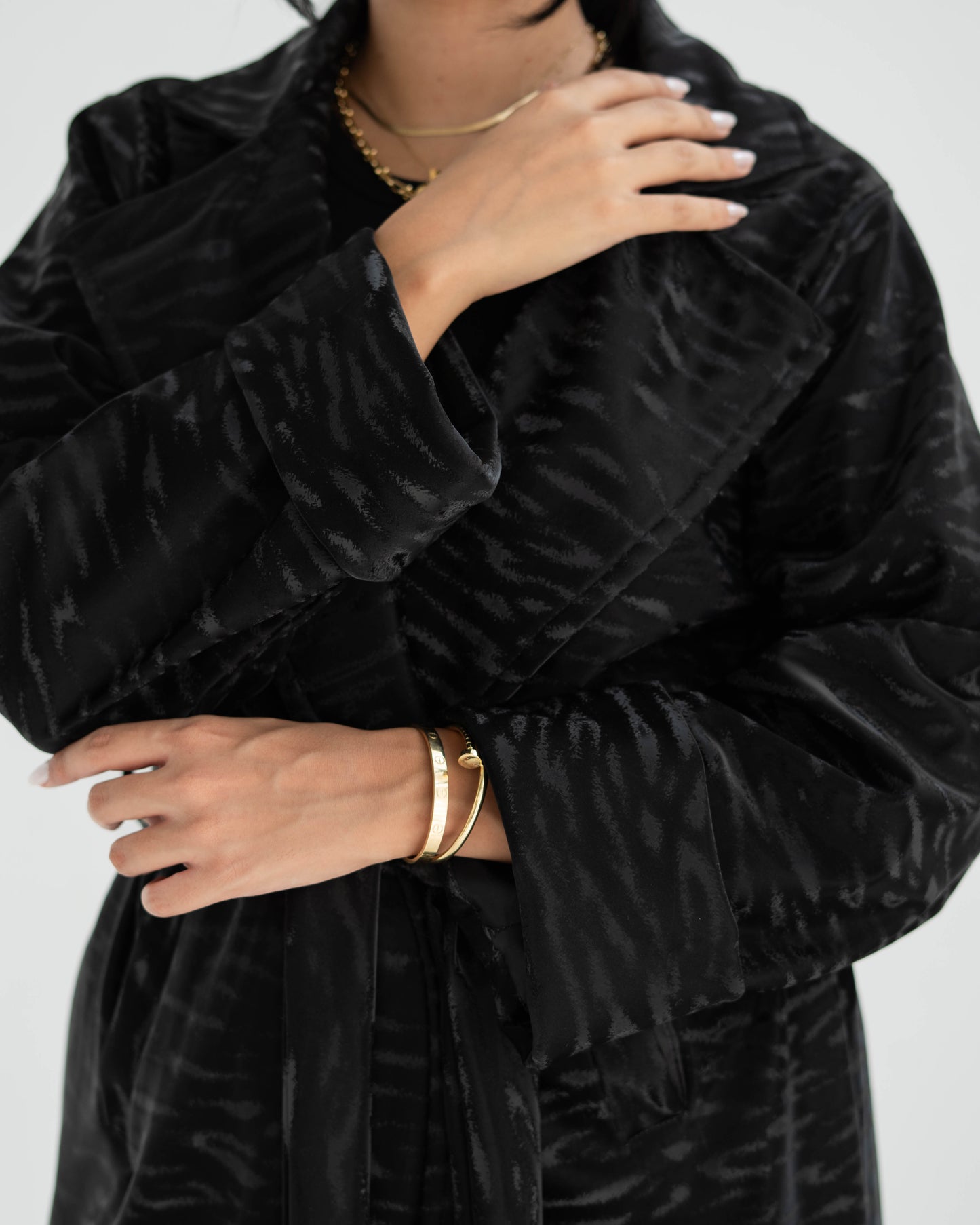 Sophisticated Black Velvet Long Coat