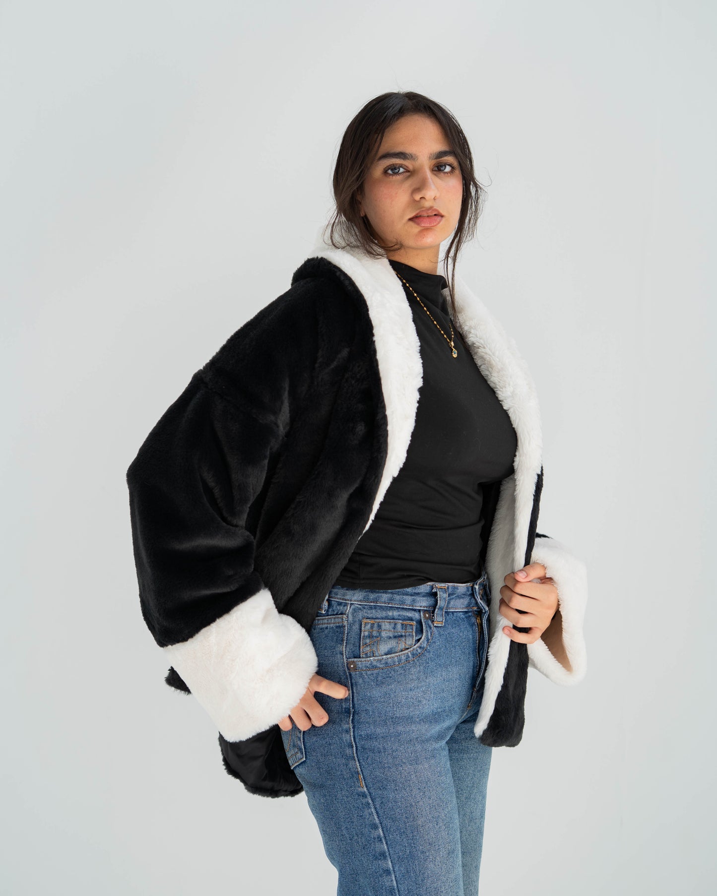 Cozy Faux Fur Jackets – Classic Black and White