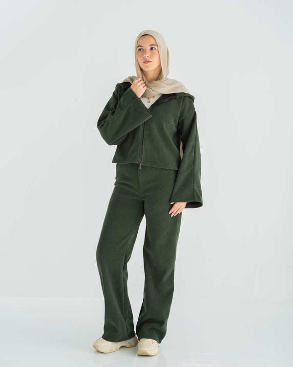 Heavy Velvet Olive Two-Pieces Set