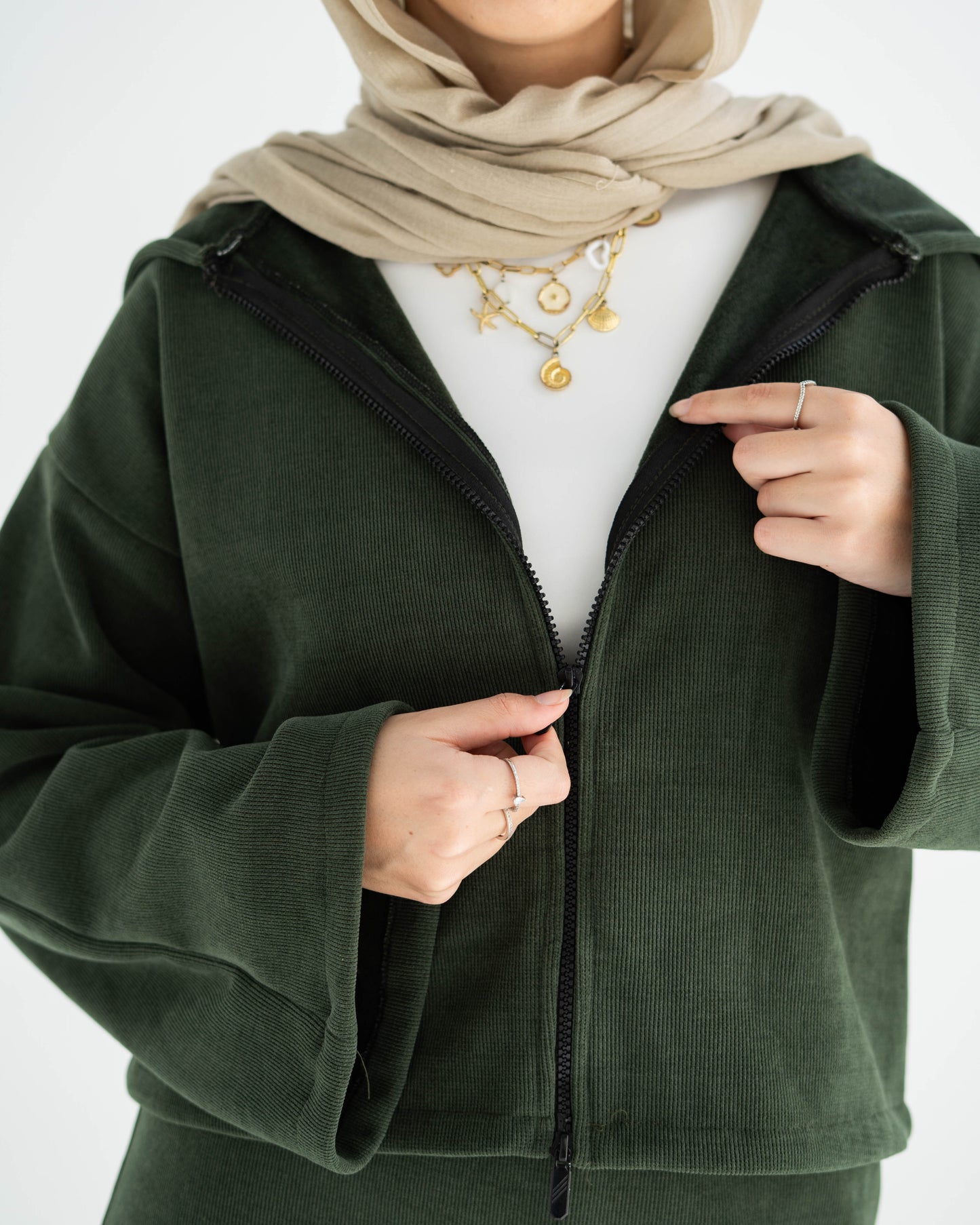 Casual Velvet Olive Two-Pieces Set