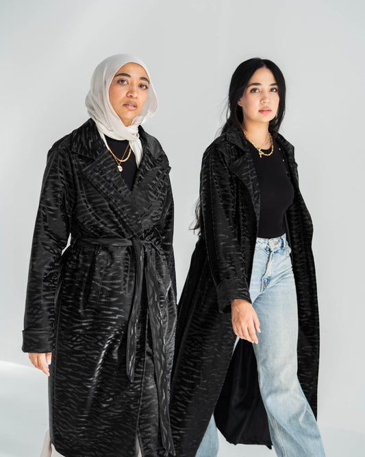 Sophisticated Black Velvet Long Coat