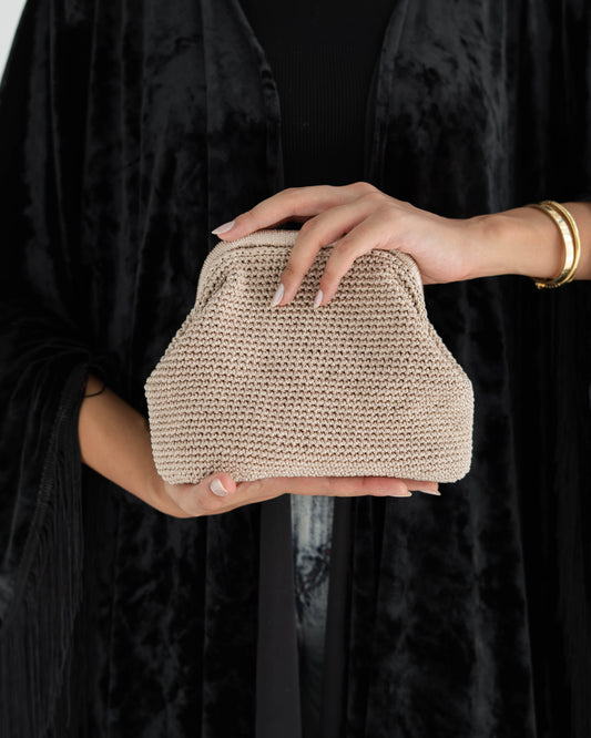 Elegant Beige Crochet Clutch