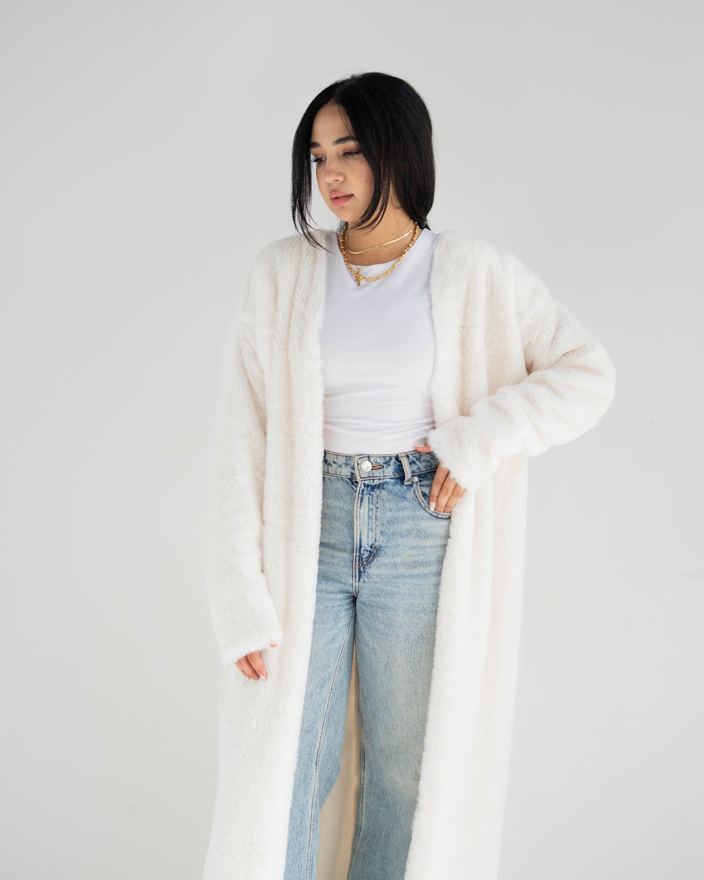 Faux Fur long Cardigan