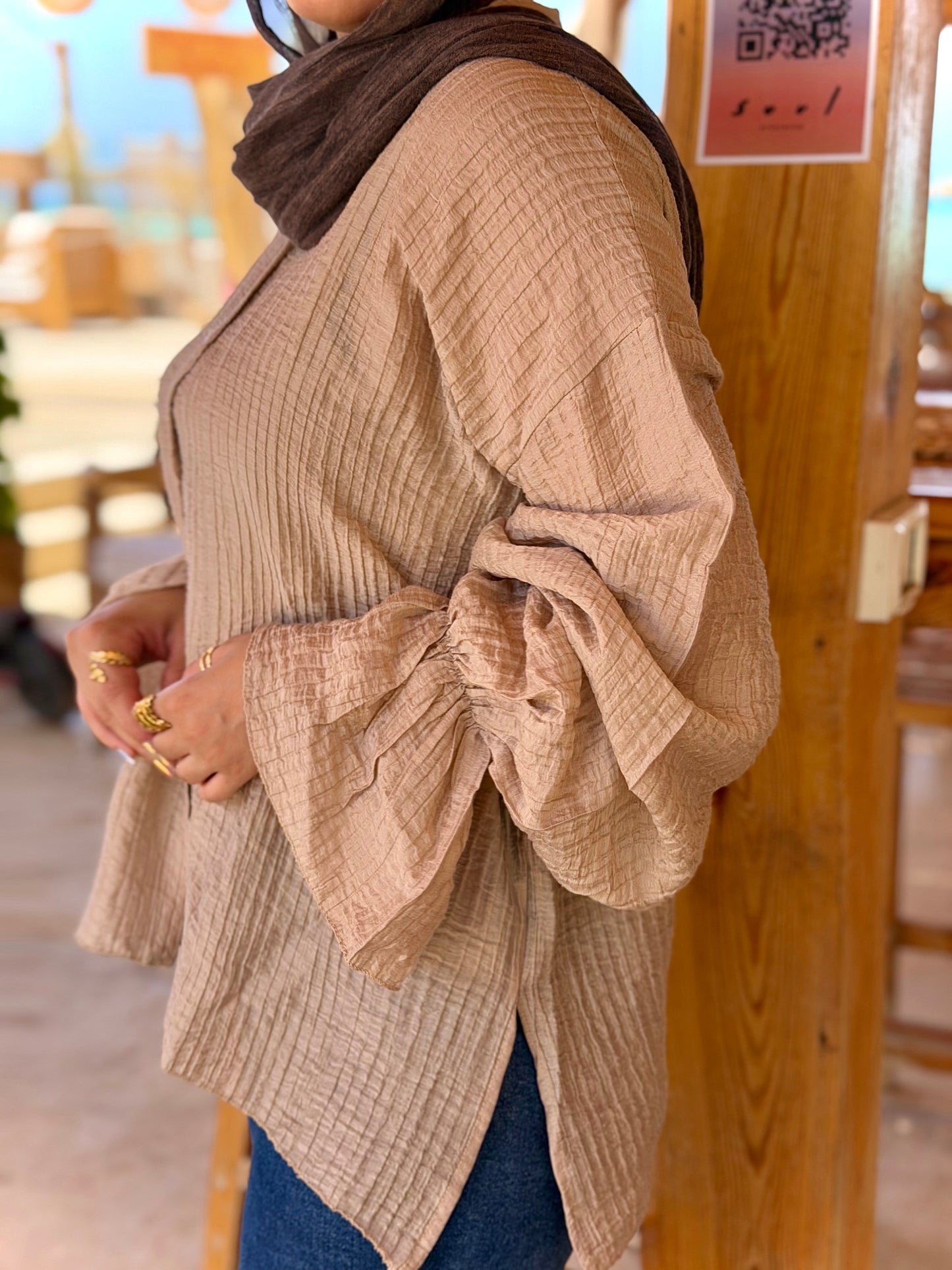 Oversized crinkle linen shirt