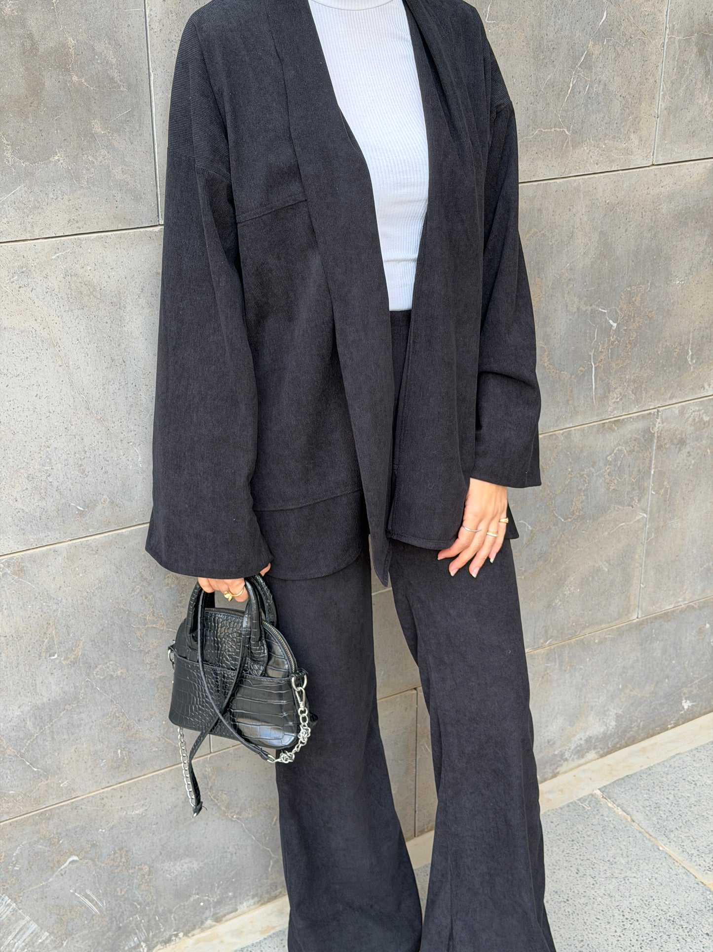 Black velvet two-piece set