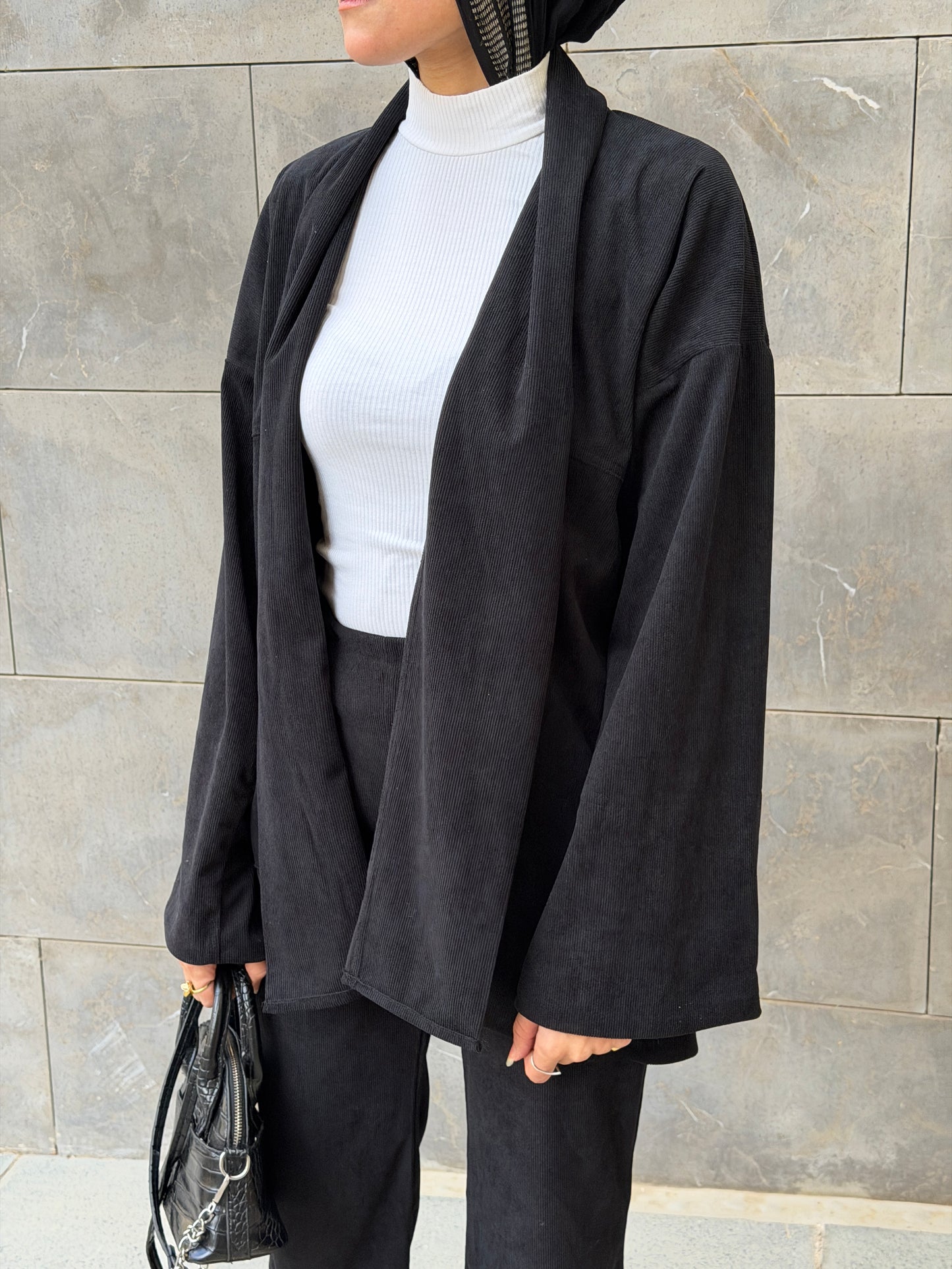 Black velvet two-piece set
