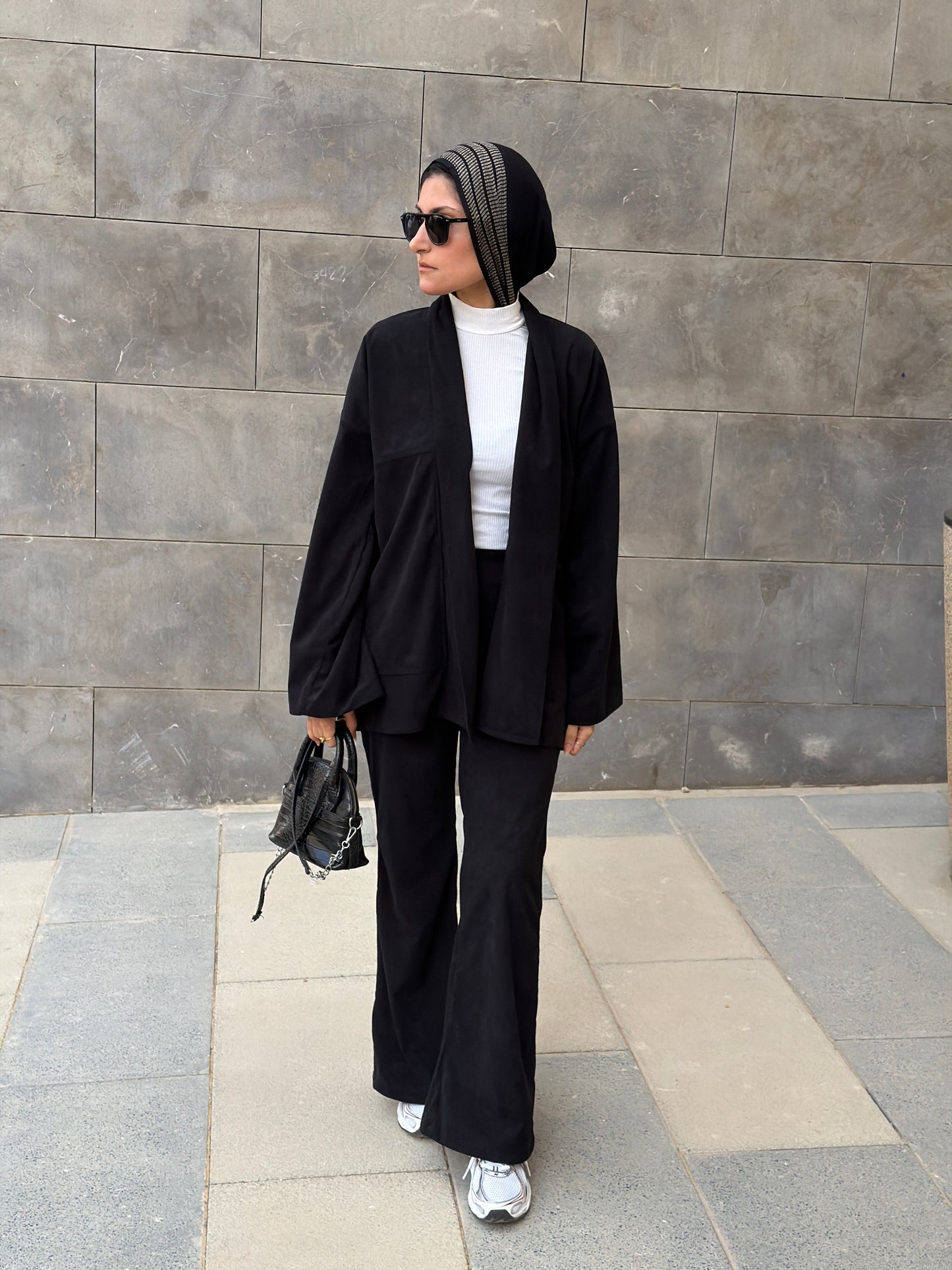 Black velvet two-piece set