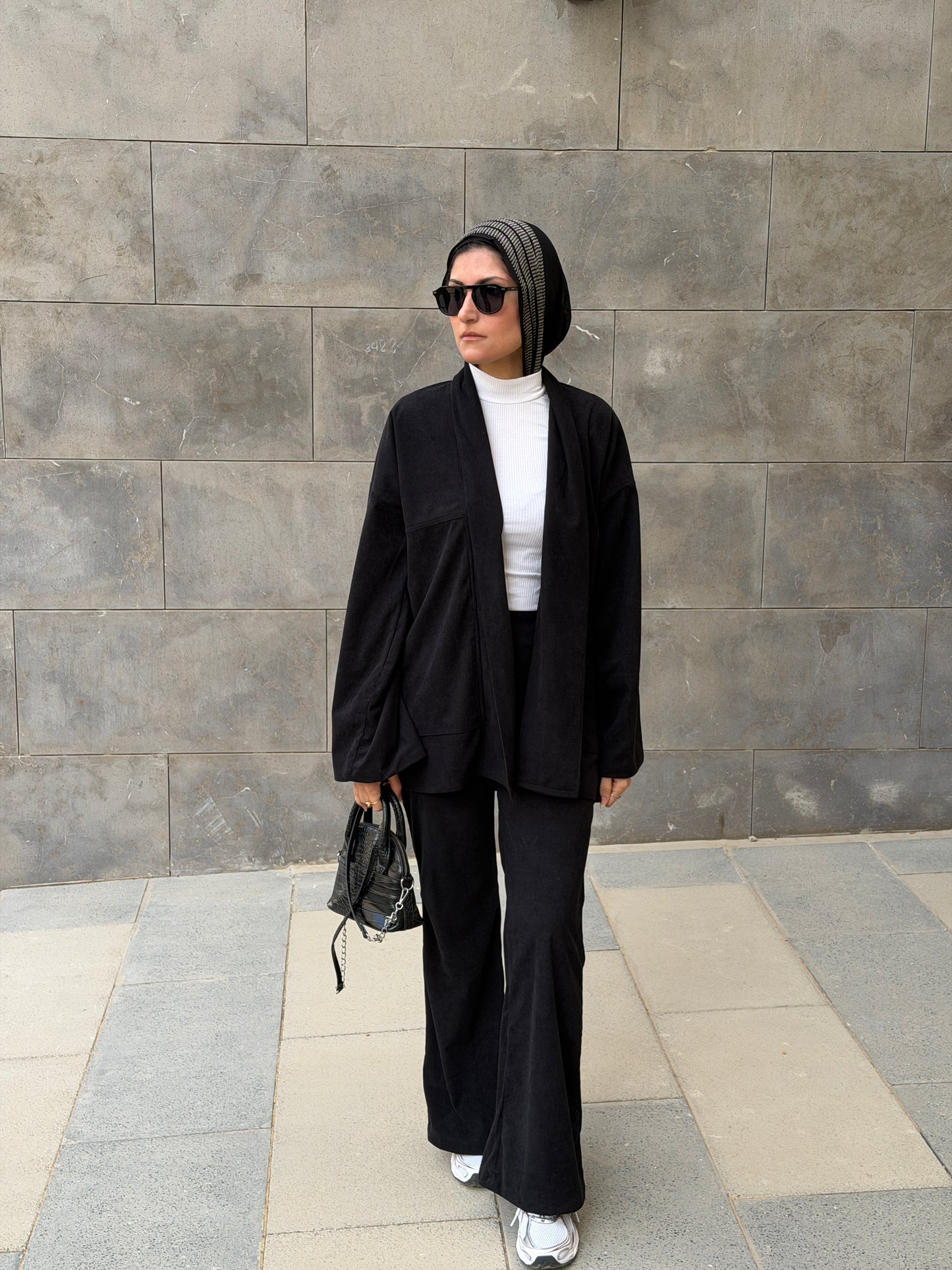 Black velvet two-piece set